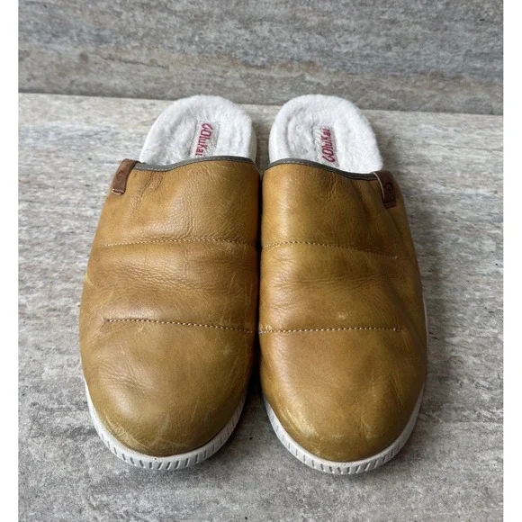 OluKai Mua 'Ili Premium Leather Slip On Shoe Slipper Mens Sz 10 Golden Sand $120